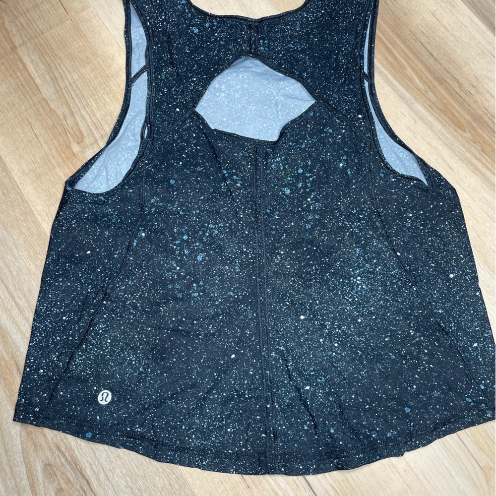 Lululemon Open Back Tank Top Galaxy Print Athletic Yoga Gym Black Size M - Picture 4 of 9